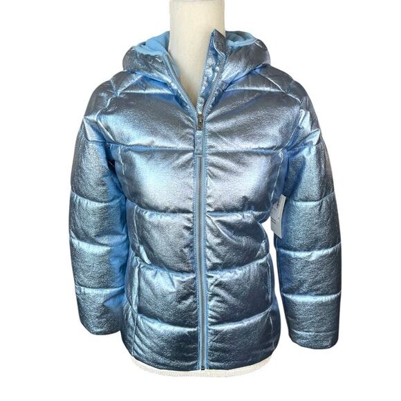Old navy blue metallic puffer jacket - Picture 1 of 11